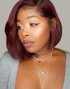 Burgundy Side Part Bob Wig