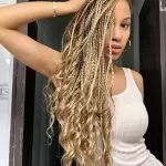 Blonde Box Braids With Curly Ends