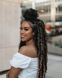 half up passion twist crochet braids