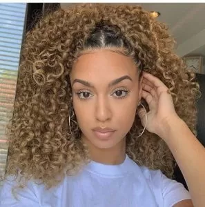 blond half sew in half feed in ponytail