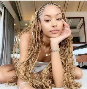 combination cornrows and box braids using rubber bands