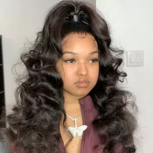 half up half down ponytail partial sew in style