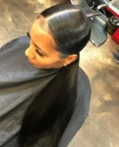 low ponytail half sew in