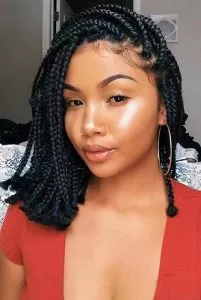 shoulder length rubber band box braids
