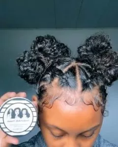 two bow puffs with rubber band method