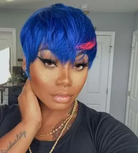 electric blue pixie cut quick weave