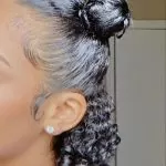 half up pigtails with swooping edges