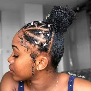 rubber band braid bun with baby hair