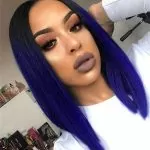 short black to sapphire blue quick weave