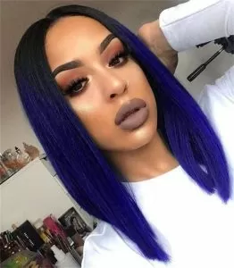 short black to sapphire blue quick weave
