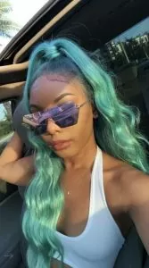 teal half up half down sew in