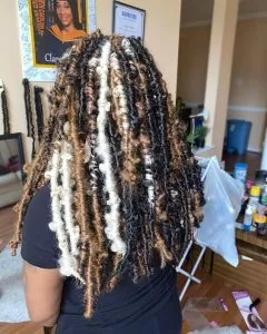 blonde brown and white butterfly locs