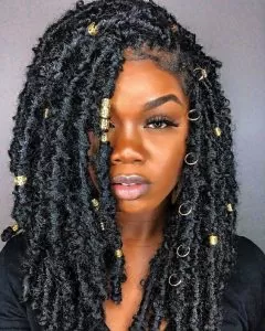 butterfly loc bob with gold hardware