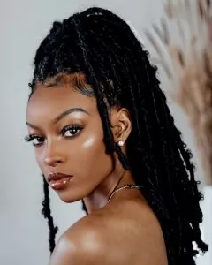 butterfly locs in high ponytail