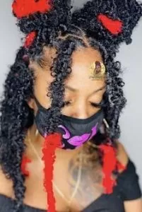 fire engine red tips on butterfly locs