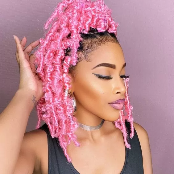 black butterfly locs with platinum streaks